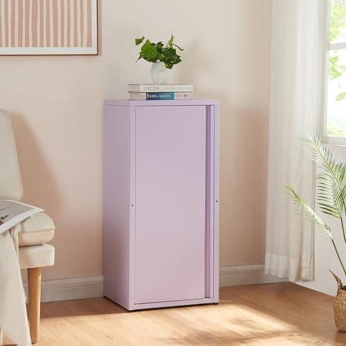 [en.casa] Armadio a Colonna in Metallo Armadietto da Ufficio con 1 Anta e 2 Ripiani Regolabili in Altezza Mobile in Acciaio per Archivio 88 x 40 x 35 cm - Viola