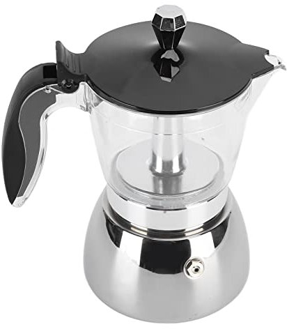 Naroote Pot, Pot with Thickened and Widened Handle 4 Cup Stainless Steel Mocha Pots for American Coffee, Macchiato and Mocha