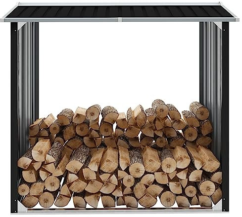 Cobertizo para troncos de acero galvanizado, 172 x 91 x 154 cm, color antracita