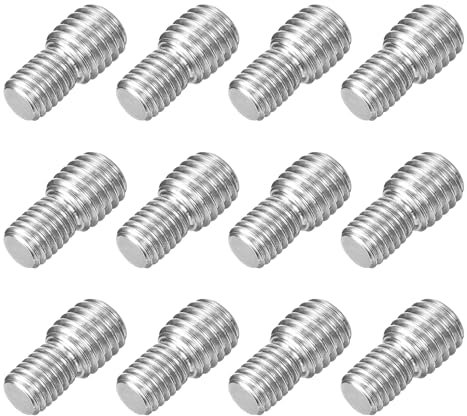 sourcing map Bullone a vite filettata a doppia estremità da M8 x 10 mm a M10 x 10 mm, 12 pezzi in acciaio inossidabile 304, adattatore riduttore per dispositivi di fissaggio per mobili e macchinari