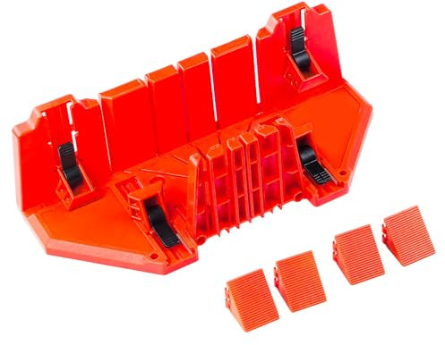 14 Inch Mitre Box, Plastic Saw Storage Miter Box with Clamp and 22.5°45°90 °Angle Slot Types, Woodworking Clamping Mitre Box for Home Decoration/Photo Frames/Architectural Working