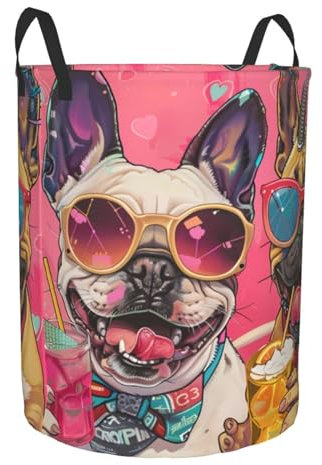 Canasta De Lavandería Bulldog Francés Genial Ropa Sucia Cestas Práctica Cesto De La Ropa Sucia Multifunción Cesta De Almacenamiento Para Lavadero Familiar 40X50Cm