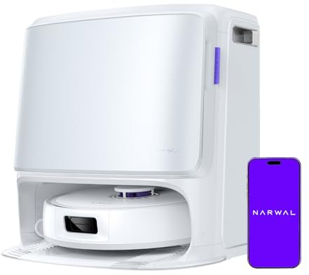 NARWAL Freo Z10 Robot Aspirapolvere e Lavapavimenti con sistema anti-groviglio, 15.000Pa, Lavaggio 75°C, Asciugatura, Sollevamento auto, Autosvuotamento, Evita ostacoli, Per peli animali