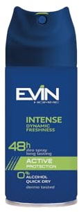 EVIN HOMME | Deodorante Uomo Spray 48H Intense, Fragranza Gelsomino, Pepe Rosa, Vaniglia, Regola la Traspirazione per 48h, 150ml