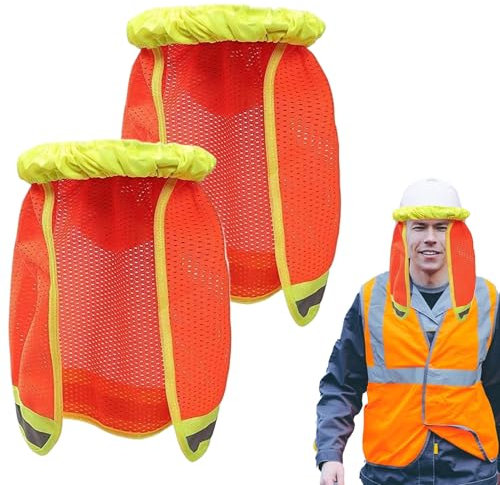 Jlobnyiun Visière de casque de sécurité – Tour de cou réglable avec protection UV et sangle réfléchissante – Accessoires de casque à bord complet pour chantiers de construction