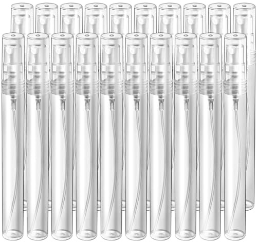 OIXEYA 20 Piezas 10ml Botella Spray, Botella de Spray rellenable Vacío Pequeña, Botella de Pulverizadora Transparente Portátil Viaje Botellas de Spray Atomizador para Perfume