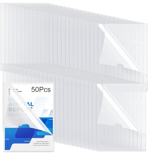 Carpetas Plastico A4, 50 Piezas Fundas Plastico Transparentes A4, Carpetas Archivadoras Tipo Funda, Funda Protectora de Carpeta L Forma para La Oficina, La Escuela, Proyectos, Documentos, Archivos