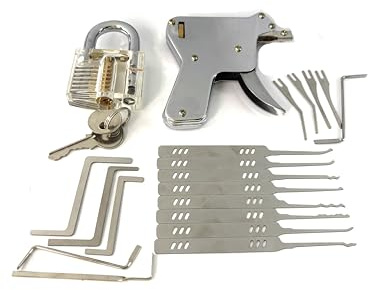 TPM Go Kit di allenamento per grimaldelli 4 in 1 per principianti, include lucchetto/gancio per grimaldello/pistola per grimaldelli/chiave di tensione, kit di raccolta fabbro