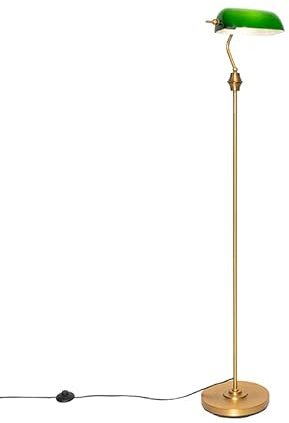 Qazqa smart led Classic-Antique Floor lamp, Standing lamp - Banker - Bronze, incl. 7W Lightbulb, e27, 2700K - 6500K, dimmable, 140.5cm, Ideal for Hall Way, Office, Kitchen, Living Room, and Bedroom