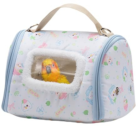 Bird Transport Box, Warm Transport Box with Window, Bird Cage for Travel, for Budgies, Canaries, Cockatiels, African Greys, Goats and