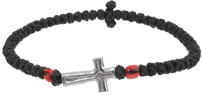 Greabuy Justerbart krucifix flätat rep och legering för bekväm passform religiös symbol vardagskläder berlock religiöst armband