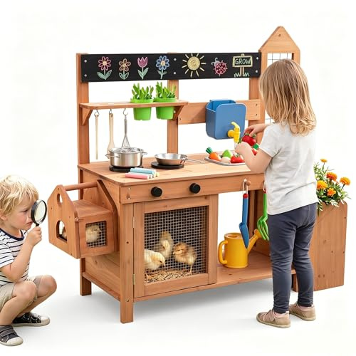 HOMASIS Cuisine Extérieure Enfant Montessori avec Jardinière Treille