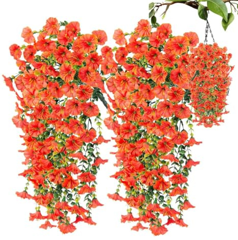 Artificiella petunia blommor för utomhusbruk 2 stycken konstgjorda blommor | UV-beständiga Utan BlekningsPetunia för Uteplatsen Verandan TrädBakInomhus och Balkong Utomhuset Bröllopsfest