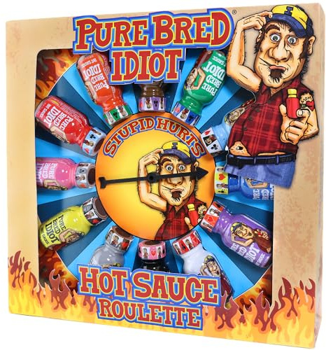 ASS KICKIN' Jeu de roulette de sauce piquante pure race Idiot (12 x 22 ml)
