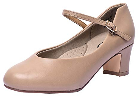 Stelle Character Shoes for Women Dance Shoes 2 Ankle Strap Dancing Heels for Ballroom Salsa Flamenco Latin Work Office Latin (2''Tan,7MW)