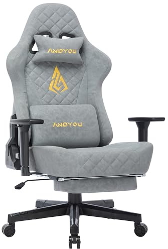 Andyou Silla Gaming Ergonómica | Reclinable 150° con Reposabrazos 3D Ajustables, Soporte Lumbar y Cervical, Capacidad 200 kg, Ruedas Silenciosas