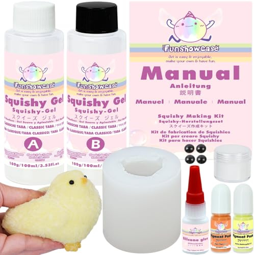 FUNSHOWCASE Taba Squishy Maker Moule en silicone Big Chick + gel + kits Fufu Squish Making Pack