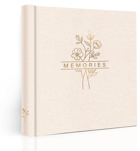 Holoary Photo Album 4x6 200 Photos with Writing Area, 200 Pockets Picture Album, Linen Fabric Cover Big Picture Book for Photos, 4x6 Photo Albums for Memories Family Weddings Travel(Beige)