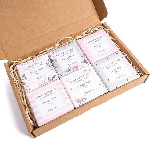 CABRERIZO SOAP 6 Jabones para regalar, Jabones naturales artesanos Aceite Oliva, 6 Pastillas de Jabón Artesanal con Aceites esenciales Azahar, Limón y Bergamota, 6 x 65 gr