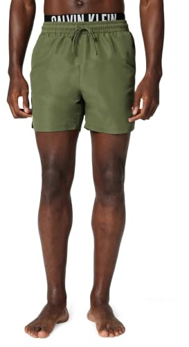 Calvin Klein Uomo Pantaloncino da Bagno Medium Drawstring Boxer con Cordoncino, Verde (Brush Green), L