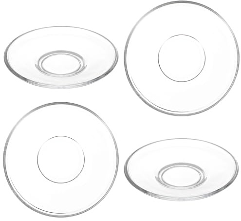 Ipetboom 4pcs Round Glass Coffee Saucers with Snack Storage Dish Function, Not Easy to Deform and Easy to Wash, for Hotels and Tearooms