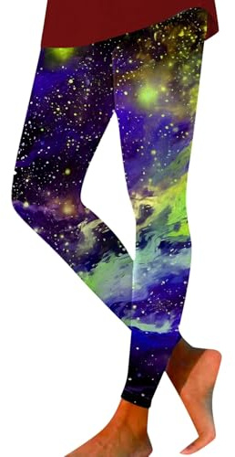 Galaxy Leggings pour femme - Imprimé galaxie 3D - Pantalon de jegging - Taille haute - Élastique - Pantalon de yoga - Planètes colorées - Pantalon de course - Pantalon de course - Mode carnaval