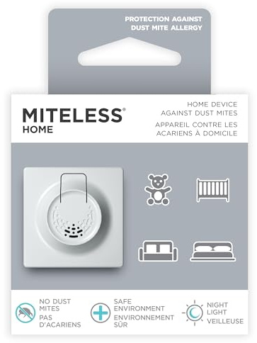 MITELESS Home - Grey | Dust Mite Allergy Relief Device for Dogs & Cats | Dust Mite Remover | Home Device | Protection Against Dust Mites | Chemical Free | Odorless & Ultrasonic