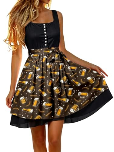 Dirndl förkläde enkelt dirndlförkläde med rosett, kostymmode, dirndlförkläde, kostymförkläde med knytband, Dirndl-förkläden kvinnor för bayersk oktoberfest outfit