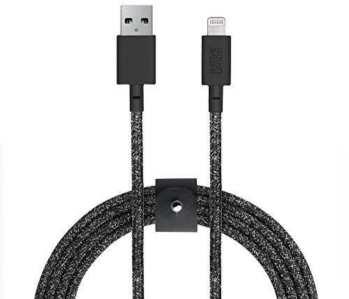 Native Union Câble BELT XL - Câble de 3 Mètres Ultra Solide Renforcé de [Certifié Mfi] Câble Lightning à USB avec Courroie compatible avec iPhone/iPad (Cosmos)