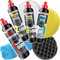 Detailmate Auto Politur Set - Menzerna 250ml: Autopolitur Super Heavy Cut 1000 + Medium Cut 2500 + Super Finish 3500 + 2 in 1 Power Protect Ultra FINISH&WAX + 3x Menzerna Pad + Mikrofaser Poliertuch