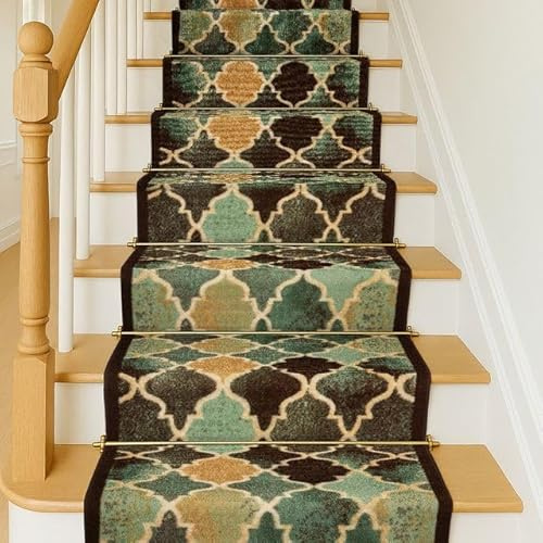 Bravich RugMasters Anejo TEAL Rubber Backed Non Slip Machine Washable Very Long Hallway Hall Runner Narrow Rugs Custom Length Stair Mats 2'2x8'FT (66x244cm)