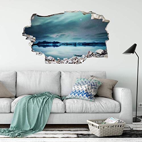 Klebefolie Nordpol 3D Wandtattoo Polarlichter Tapete selbstklebende Fototapete 3D Effekt 60x36cm