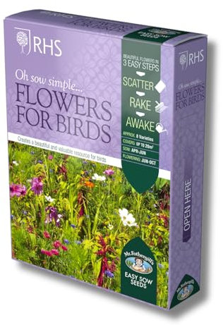 Mr Fothergill’s Seeds RHS Seed Mix Shaker Box, Flowers for Birds, Wild Flowers Seeds, 8 Varieties, Covers 20 sq. Meter, Grows up to 100 cm