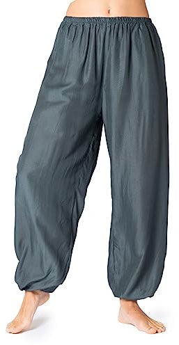 PANASIAM Pantaloni Harem Tinta Unita, Grigio Scuro M