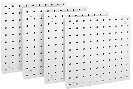 MADOC Wandorganizer aus perforiertem Karton, 4 Stück, weiß, zum Aufhängen an der Wand, perforierte Platte für Bastelarbeiten, Garage, Küche, Wohnzimmer