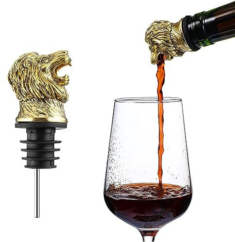 Hoshisea Testa di Leone Tappo Vino, Versatori Bottiglie Versatore, Wine Pourer Strumenti, Utilizzato per la Maggior Parte delle Bottiglie di Vino, Bottiglie di Whisky, Bottiglie di Birra