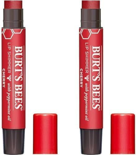 Burt's Bees 100% Natural Moisturising Lip Shimmer, Cherry - 1 Tube 1 Count (Pack of 2)