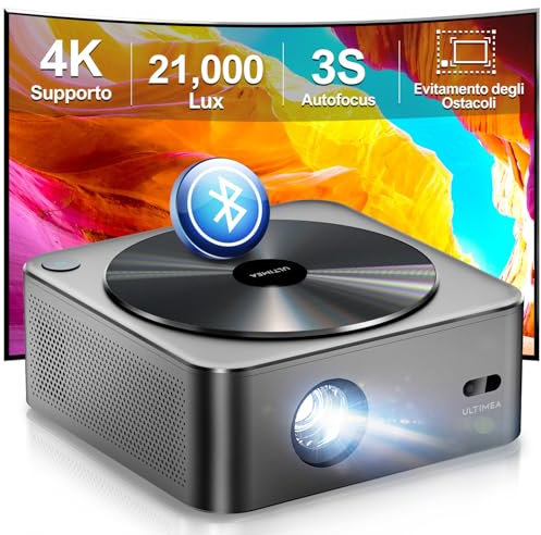 Ultima Beamer Full HD 1080P Native mit Autofokus und 6D Trapezkorrektur, 4K Heimkino Unterstützt 700 ANSI 21.000 Lumen, 5G WiFi Projektor Bluetooth, Outdoor Beamer für iOS/Android/TV Stick
