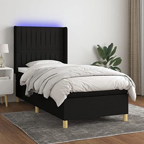 qohoio Boxspringbett mit Matratze & LED Bett Boxspringbett Bett Mit Matratze Polsterbett Schlafzimmer MöBel Schwarz 100x200 cm Stoff - 3139015