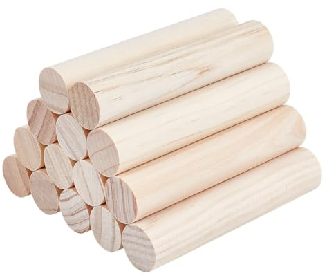 OLYCRAFT - 14 varillas redondas de madera, 100 x 20 mm, tacos redondos en blanco, bandas de tacos, redondos, varillas de tacos, de madera, sin acabar, bandas para bricolaje, artesanía, construcción