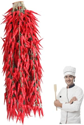 Muzrunq Décorations de Piment au Piment, 10pcs Faux Plastique Rouges Rouges Chili poivrés Suspendus légumes artificiels pour la décoration intérieure des Accessoires de Photographie