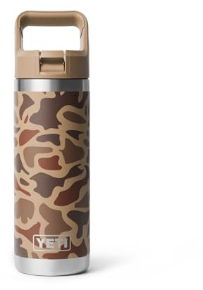 YETI Rambler 18 oz Bottle, Vacuum Insulated, Stainless Steel with Straw Cap, Wetlands Camo