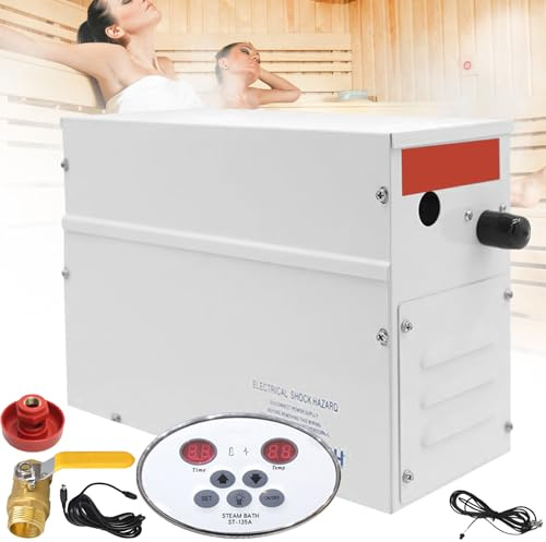Generatore Vapore Per Sauna, Generatore Vapore Per Sauna Domestica 3Kw 220V Controller Digitale A LED 25-55 °C Per Riscaldatore 2-3 M³ Per Sauna/Doccia/Vasca/Spa Tubo Riscaldante In Acciaio Inox 316