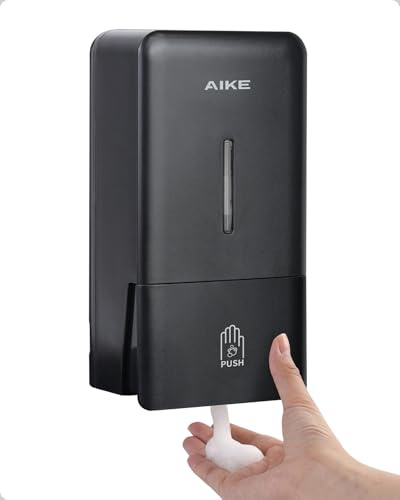 AIKE Foaming Wall Mount Soap Dispenser,27oz Drill-Free for Commercial Bathrooms,Model AK1006F(Black)