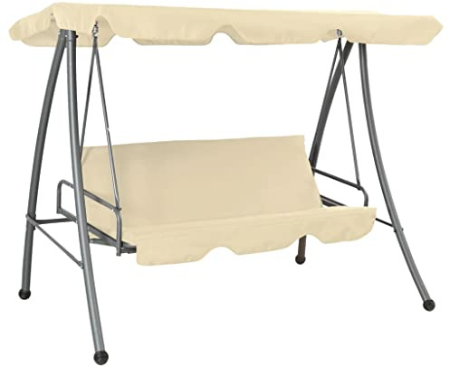 Generico Panchina a Dondolo da Giardino con Baldacchino Bianco Sabbia,Casa e Giardino,Prato e Giardino,Vita all'aperto,Altalene da patio-43237