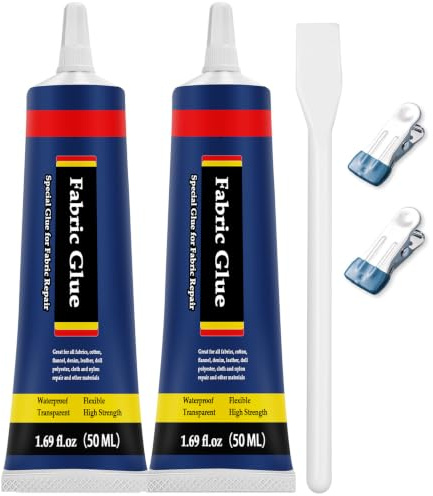 Nayrmaer Fabric Glue 50ml * 2, Strong Textile Glue for Crafts, Upholstery, Material and Felt