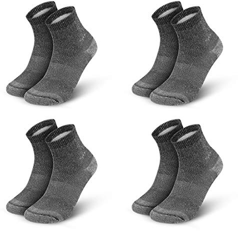 Vihir Men's Antimicrobial Thermal 80% Merino Wool Athletic Crew Socks, 4 Pairs