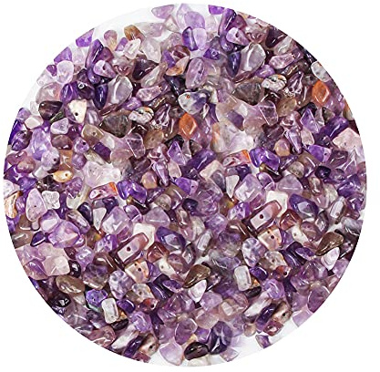 Colle Kit di pietre preziose da 5-8 mm per la creazione di gioielli, cristalli a tinta unita e perline curative fai da te per collane, bracciali, orecchini (ametista)