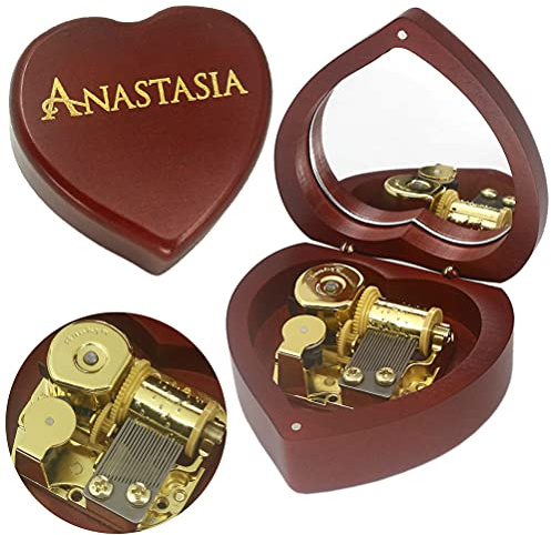 SOFTALK Solid Heart-Shaped Music Box Retro Music Box Christmas Birthday And Valentine's Day Gifts For Boy And Girl Friends (Wine Red , Tune : Anastasia-Once Upon A December)