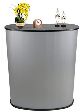 Rezeption, Empfangstheke Stehpult Tresen Rednerpult Empfang Stehtisch für Praxis und Büro Messetheke 40x90x90cm (Silber, Kunststoff und Holz)